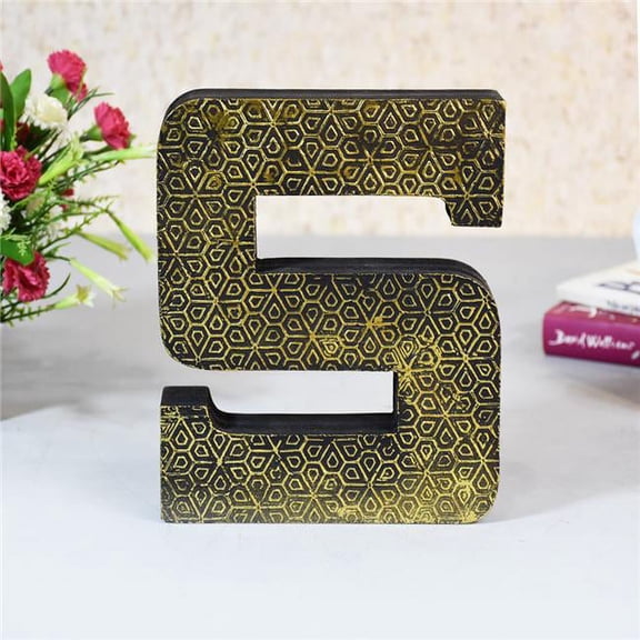 S Alphabet Handmade Letter Block Eco-Friendly Wall Decor, Gold Foiled Antique