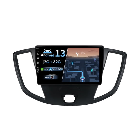 S Android 13 IPS Car Stereo For Ford Transit Tourneo Custom (2013-2019) - Built-in Wireless Carplay + Android Auto - 2G+32G - Rear Camera FREE - 9 Inch 2 Din - Steering Wheel DAB Fast-boot WIFI