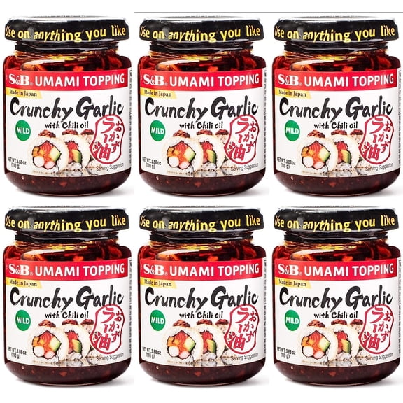 S&B Chili Oil with Crunchy Garlic, 3.88 Ounce (Pack of 6)