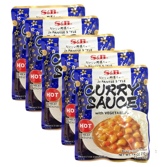 S&B Curry Sauce with Vegetables Hot, 7.4 Ounce (Pack of 5 )