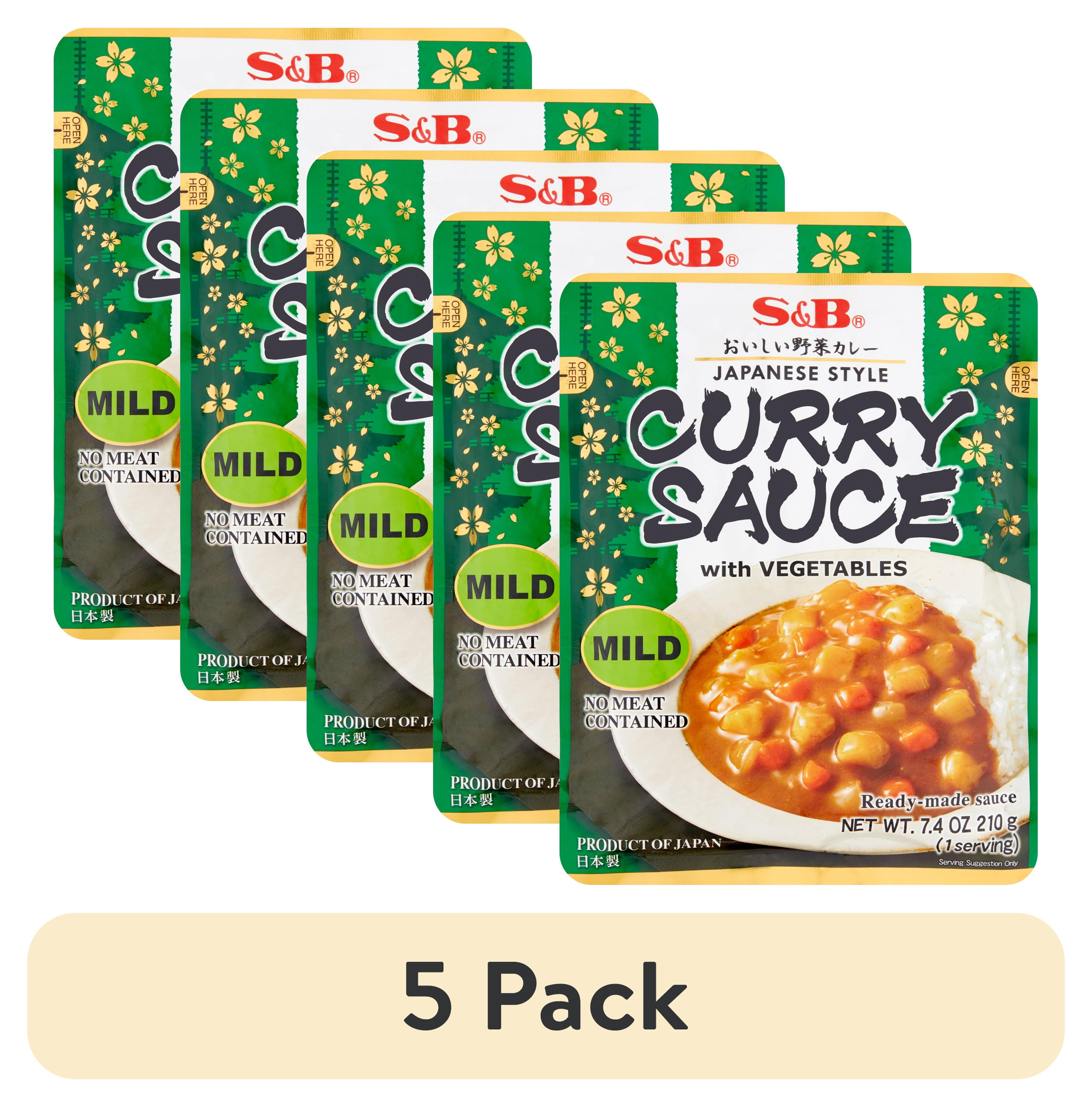 5 pack) S&B Japanese Style Curry Sauce RETORT, Mil with Vegetables, 7.4 Oz