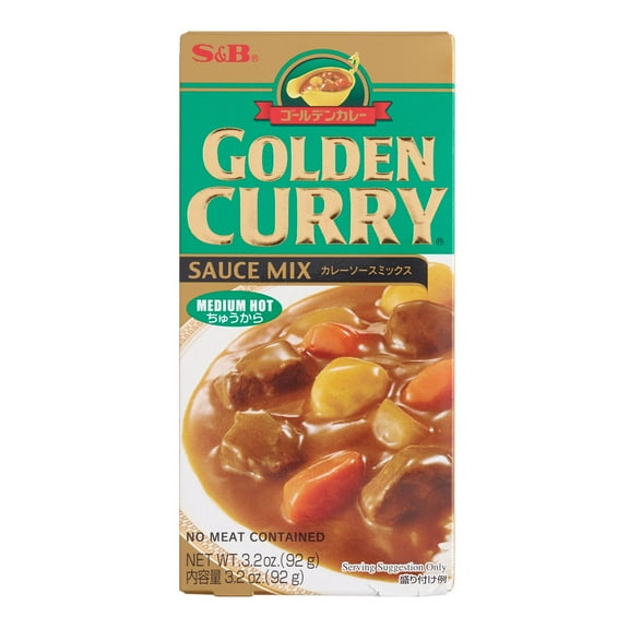 S&B Medium Hot Golden Curry Sauce Mix 3.2 oz 2 each Pack of 3