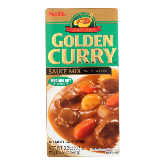 S & B Medium Hot Japanese Curry Sauce Mix, 3.2 OZ, Case of 12