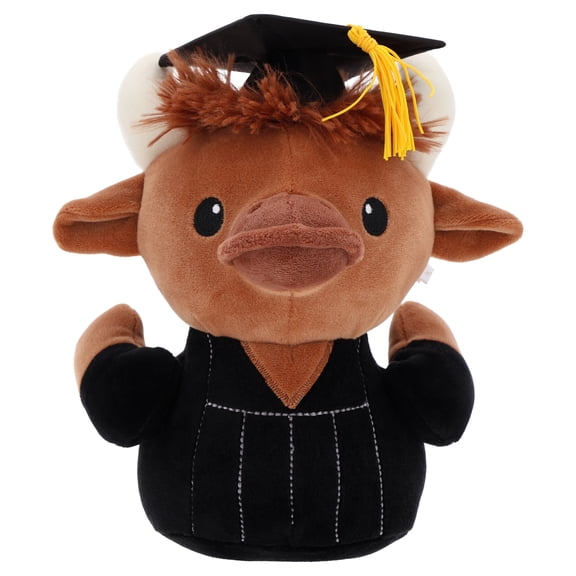 Small Bull Duck Plush, Brown and Black, Graduation by Way To Celebrate