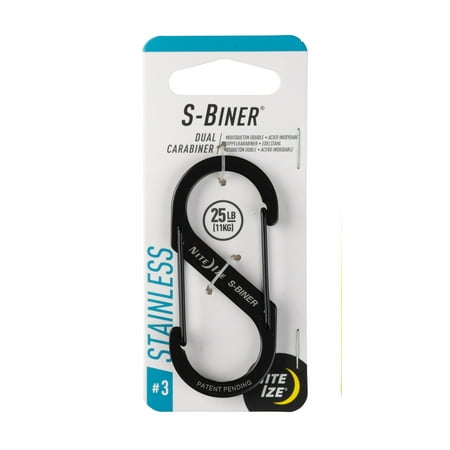 Nite Ize S-Biner Stainless Steel Dual Carabiner #3, Black, 25 lb Capacity