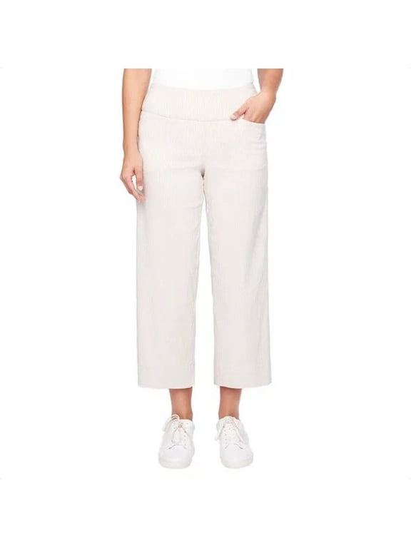 . Women's Cropped Wide Leg Pants, Tan, Size L