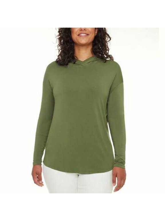 Women's Size XL, Long Sleeve Hoodie, Rayon from bamboo, Bronze Green