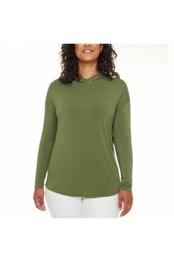 Women's Size XL, Long Sleeve Hoodie, Rayon from bamboo, Bronze Green