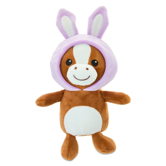 Small Horse with Bunny Costume Plush, Brown/White/Purple, 11", Easter by Way To Celebrate