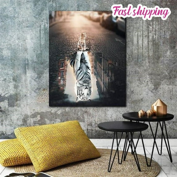 S Cat Lovers A Cat Reflection Vintage Home Poster Wall Art Vertical 24 ...