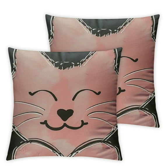 S  Cat Throw Pillow Covers, Cute Kitten Cat Meow Set o Pillow Cases Decorative  es, Soft Cushion Cover Pillowcases for Bedroom, Living Room, Cushion Sofa, Pink