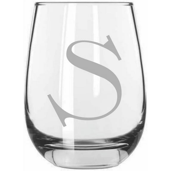 S Celtic Monogrammed Etched 15.25oz Libbey Stemless Wine Glass