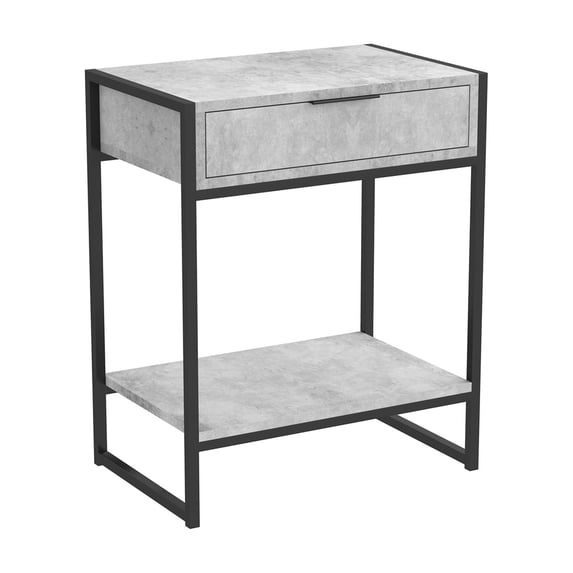 Safdie & Co. 20"L 1-Drawer 1-Shelf Accent Table Black Metal in Grey Cement