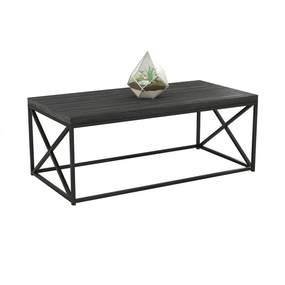 Coffee Table-48"L/Grey Wood/Black Metal