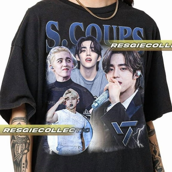 S. Coups Seventeen Korean Pop Tshirt Vintage Unisex Shirt,Black Color,Size M