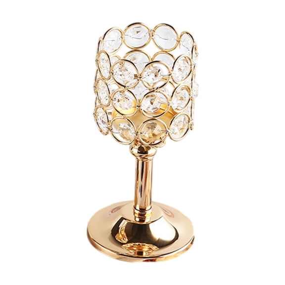 S Crystal Metal Candle Holder Beads Sparkling Tealight Tall Votive Elegant Tabletop Wedding Home Decor Small 6 Inch