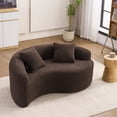 thumbnail image 1 of S-Curved Chenille Sectional Sofa with Dual-Depth Seating, 66.9" Modern Loveseat Couch with Pillows, Modular Sofa Couch, Comfy Luxury Floor Sofa for Apartment, Living Room, Office, Brown, 1 of 9