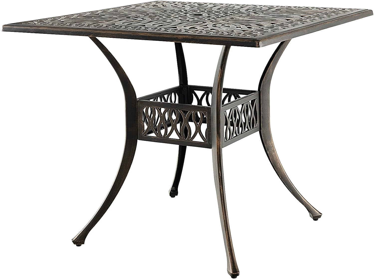 S Dining Table, Cast Aluminum Outdoor Table for 4 Persons, Heavy-Duty ...