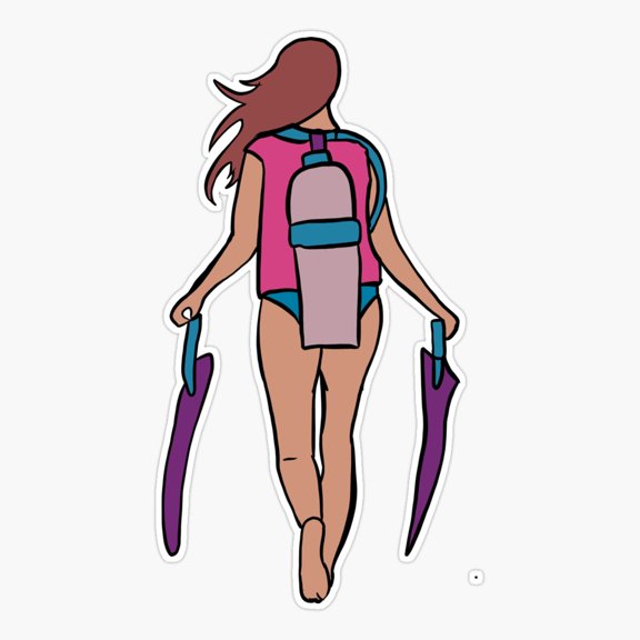 S Diving Girl Ocean Sticker