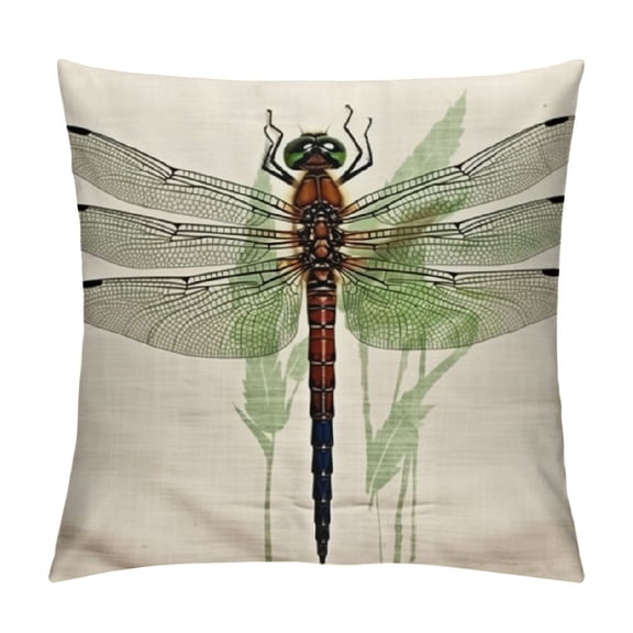 S Dragonfly Pillow Cover,Decorative Throw Pillow Green Darner Dragonfly Isolated with Clipping Path Pillow Cases Square Cushion Covers for Home Sofa Couch