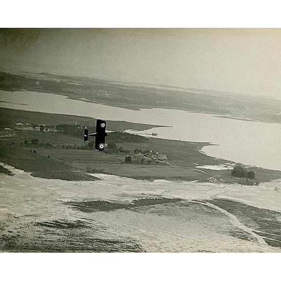 S.E.5 British biplane over France WWI Style - A - 24x36 Inch Glossy Laminated Aviation Poster - Stunning Detail and Bold Colors