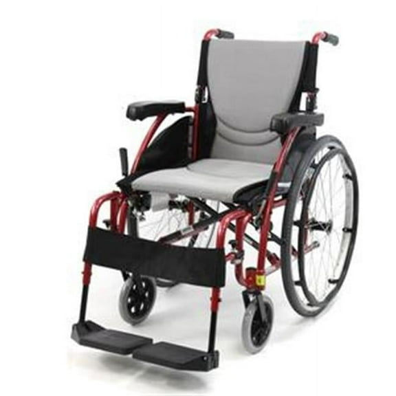 S-Ergo 115 16 in. seat Ultra Lightweight Ergonomic Wheelchair with Swing Away Footrest in Silver
