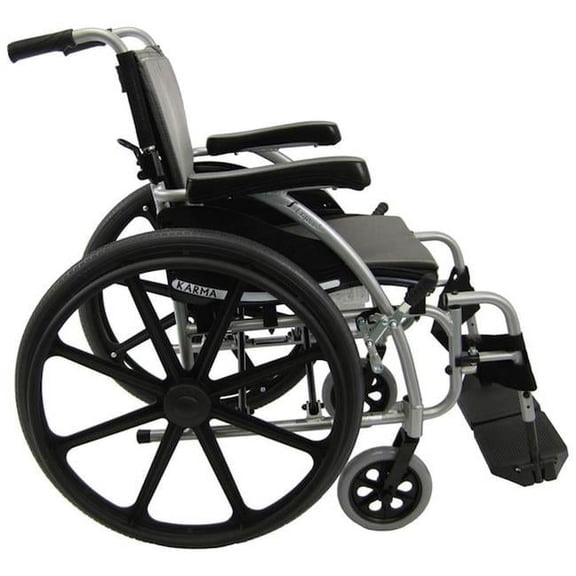 S-Ergo 115 18 in. seat Ultra Lightweight Ergonomic Wheelchair with Swing Away Footrest and Mag Wheels in Silver