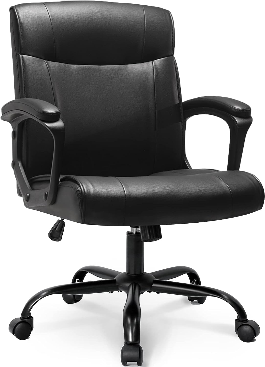 S Ergonomic Office Chair Desk Chair Mid Back Executive PU Leather Adjustable Computer Desk