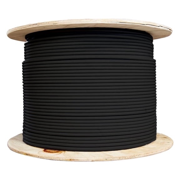 S/FTP Cat6a Ethernet Cable, Black, Stranded Copper, 26AWG, Spool - 1000 foot
