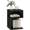 thumbnail image 1 of S Flip Minimalist 3 Tier End Table - Minimalist 3-Tier Wood Nightstand for Small Spaces with Open Storage - Japanese-Inspired Bedside Table for Bedroom (Reverse, Black), 1 of 10