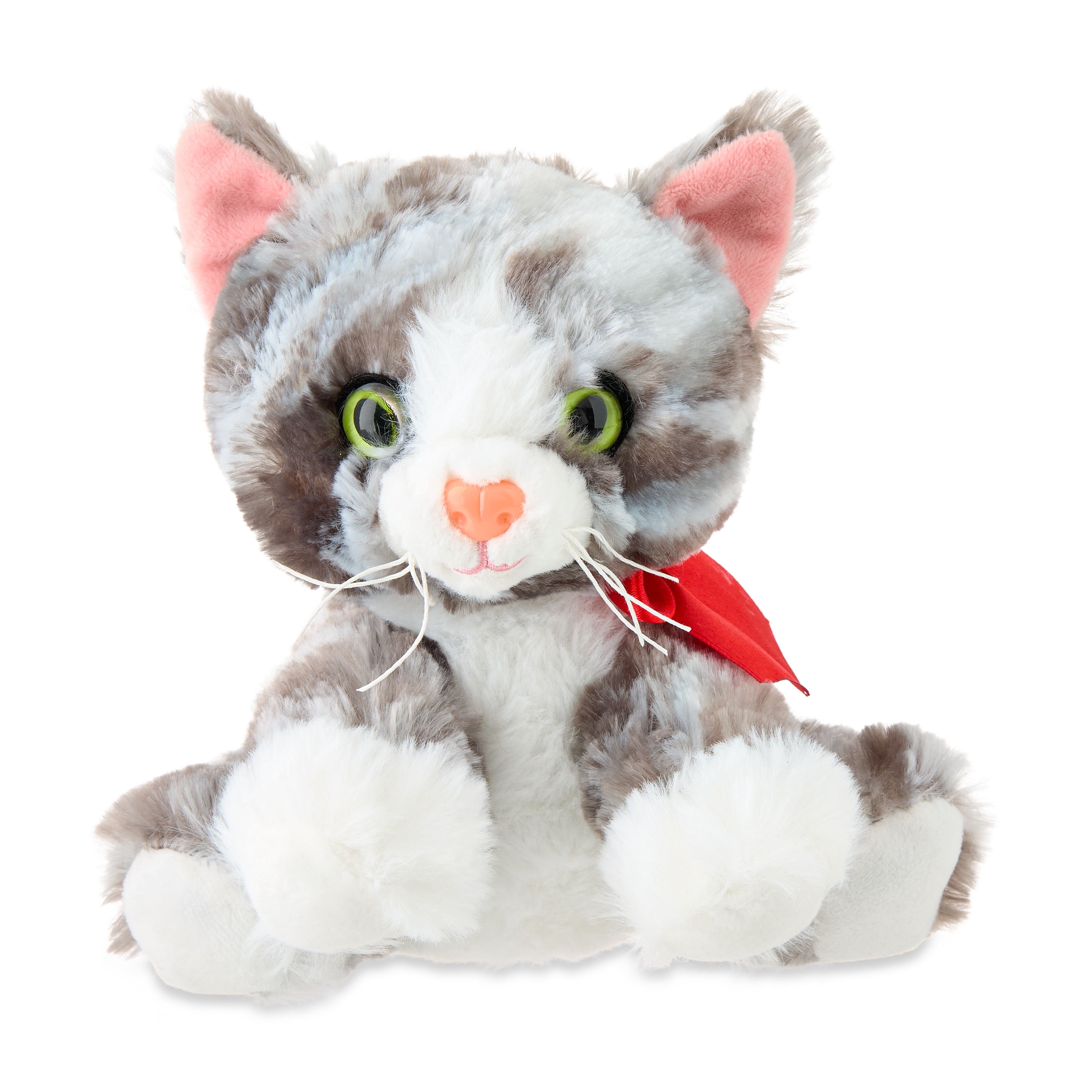 Small Cat Plush, Gray, 7", Valentine's Day by Way To Celebrate