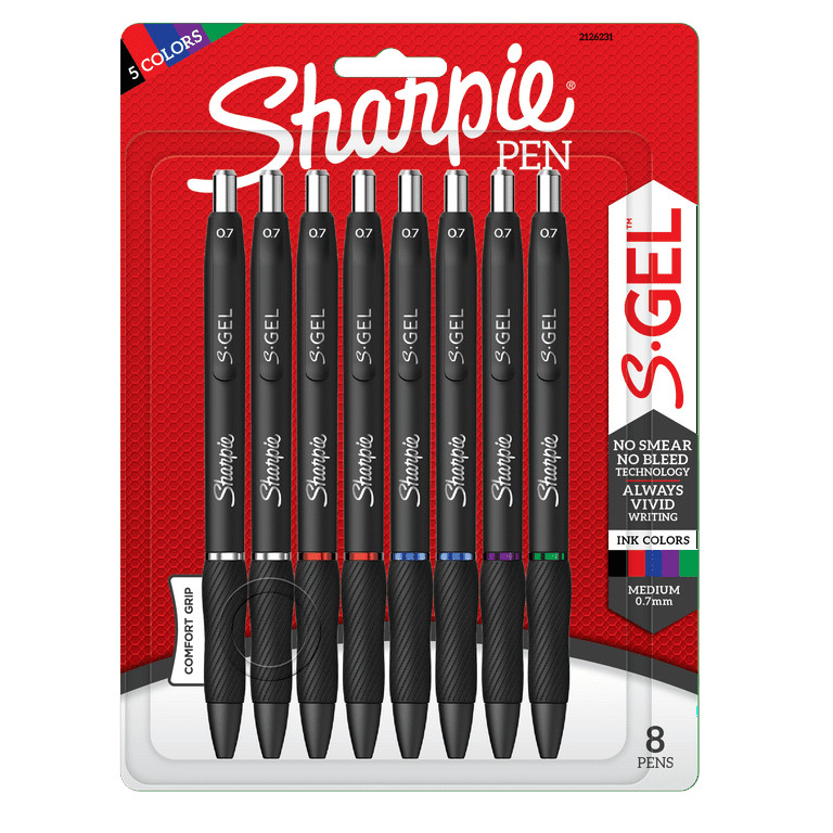S-Gel High-Performance Gel Pen, Retractable, Medium 0.7 mm, Five Assorted Ink Colors, Black Barrel, 8/Pack S-Gel High-Performance Gel Pen, Retractable, Medium 0.7 mm, Five Assorted Ink Colors, Black Barrel, 8/Pack
