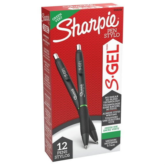 S-Gel Retractable Gel Pen Medium 0.7 mm, Green Ink, Green Barrel, Dozen