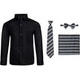 thumbnail image 1 of S.H. Churchill & Co. 4 Piece Boy's Dress Shirt Set with Long Tie, Bow Tie and Pocket Square, 1 of 6