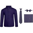 thumbnail image 1 of S.H. Churchill & Co. 4 Piece Boy's Dress Shirt Set with Long Tie, Bow Tie and Pocket Square, 1 of 6