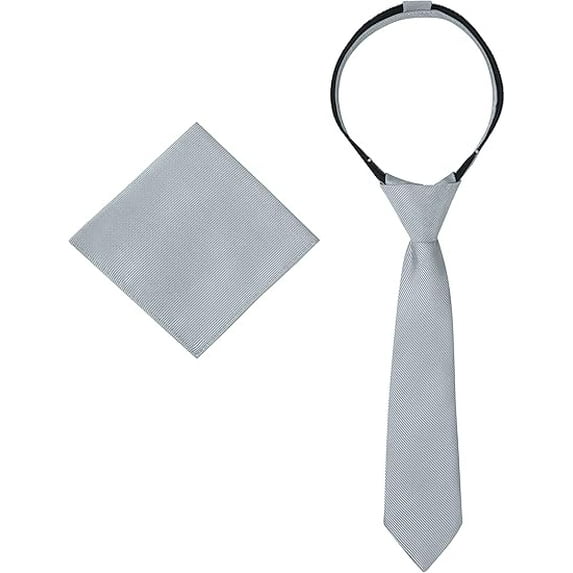 S.H. Churchill & Co. Ties For Boys - Necktie & Pocket Square - Pre-Tied Woven Kids Zipper Tie, School Uniforms Wedding