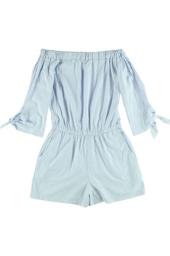 Womens Soul Harmony Energy Pinstripe Romper Jumpsuit, Blue, Small