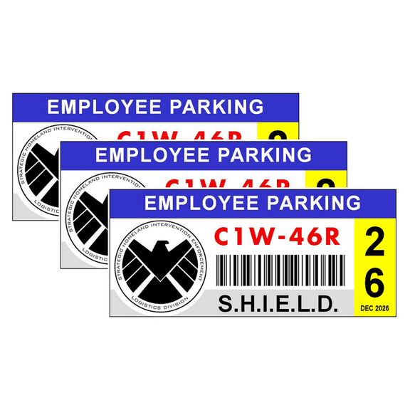 S.H.I.E.L.D Parking Stickers, Set of 3