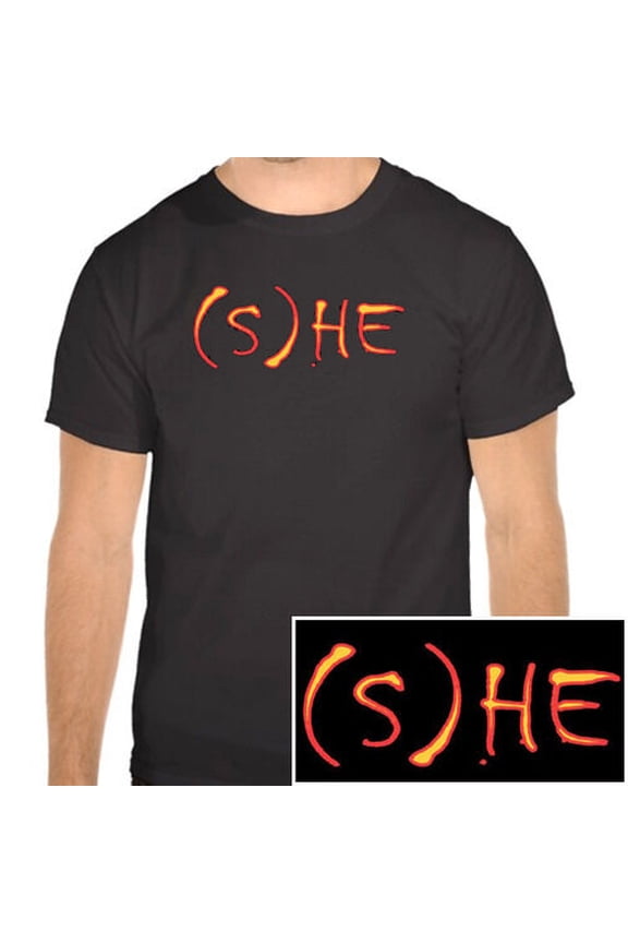 "(S)HE" - Black T-Shirt (She or He Design) - LGBT Gay & Lesbian Pride Clothing
