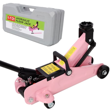 S-HOME 1.5 Ton Low Profile Floor Jack, 5"-11.8" Lift, Steel Racing Jack with Plastic Case, 3300LBS Capacity