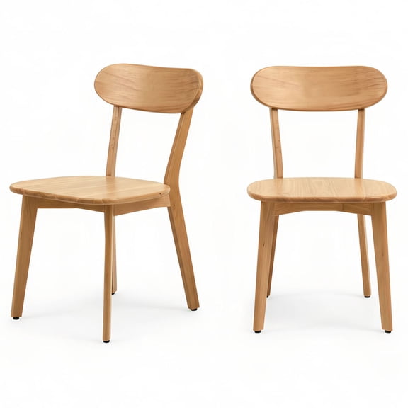 S-HOME 100% Natural Solid Wood Dining Chairs Set of 2, Mid Century Modern Design with Adjustable Foot Pads for Kitchen and Dining Room Use, Wood