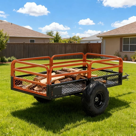 S-HOME 1500LBS Capacity Dump Cart Trailer, 15 Cubic Feet Hauling & Dumping Wagon for ATV, UTV, Garden Use