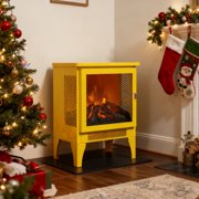 S-HOME 17 Inch Freestanding Electric Fireplace Stove Heater With 3D Flame Effect, Home Heating Solution