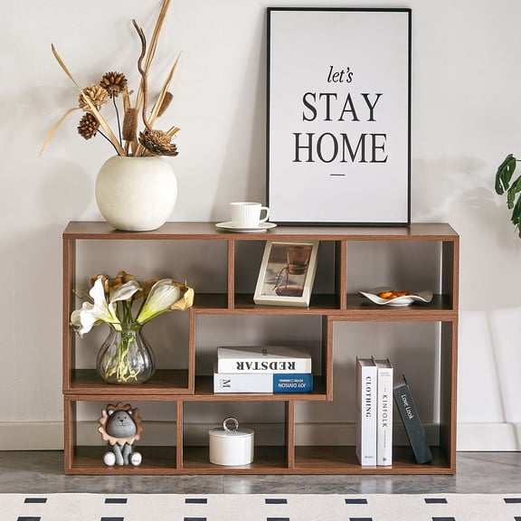 S-HOME 2 Shelf Bookcase L-Shaped TV Console Stand in Sleek Finish with Combination Storage for Media Organization