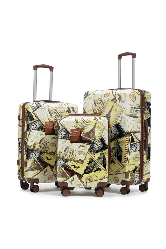 20"/24"/28" 3 pcs/set in PC Spinner Wheel Luggage, Carry on Suitcase, With Printed pattern and Combination Lock