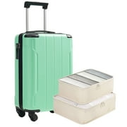 S-HOME 20-Inch Durable Hardshell Carry-On Suitcase with Lightweight ABS Material, Spinner Wheels & TSA Lock for Easy Travel,Creamy Green