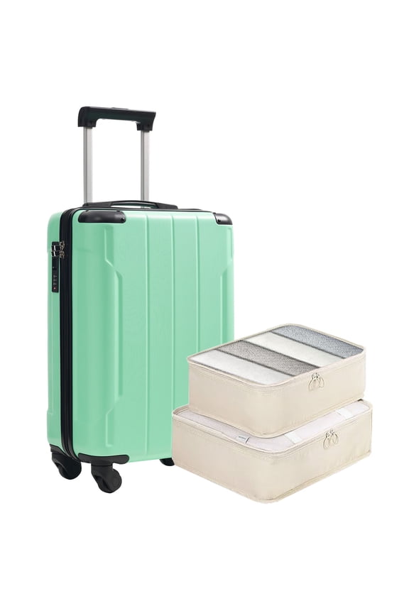 20-Inch Durable Hardshell Carry-On Suitcase with Lightweight ABS Material, Spinner Wheels & TSA Lock for Easy Travel,Creamy Green