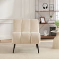 thumbnail image 1 of S-HOME 24.4 Inch Wide Velvet Accent Chair in Beige with Durable Legs for Homes and Reading Rooms Comfort, 1 of 11