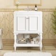 thumbnail image 1 of S-HOME 24 Inch Modern Bathroom Vanity with White Ceramic Sink, Cabinet with Open Shelf & Closed Storage Space，White, 1 of 11