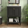 thumbnail image 1 of S-HOME 24 Inch Modern Bathroom Vanity with White Ceramic Sink, Cabinet with Open Shelf & Closed Storage Space, 1 of 11